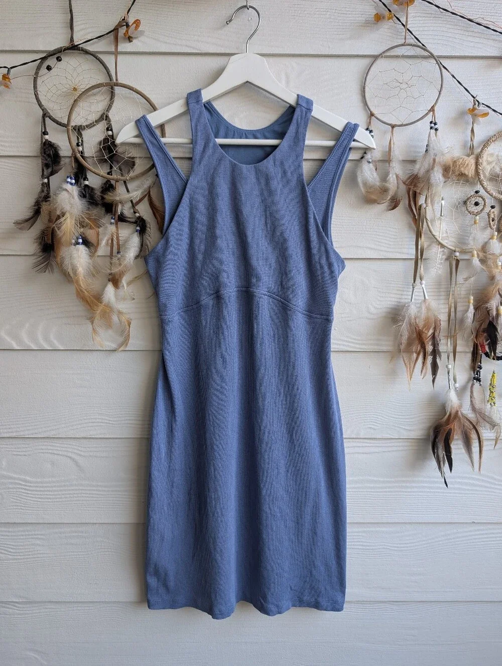 lululemon Ribbed Cotton Modal Cut-Out Dress Oasis blue